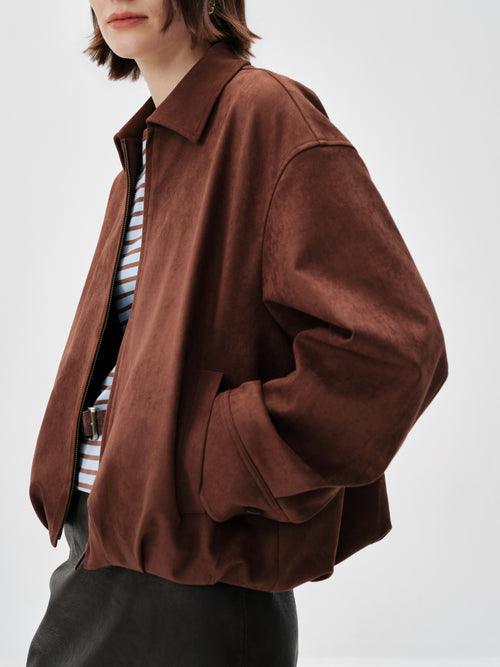 Carica immagine 1 in visualizzazione galleria. Soft Faux Suede Harrington Jacket