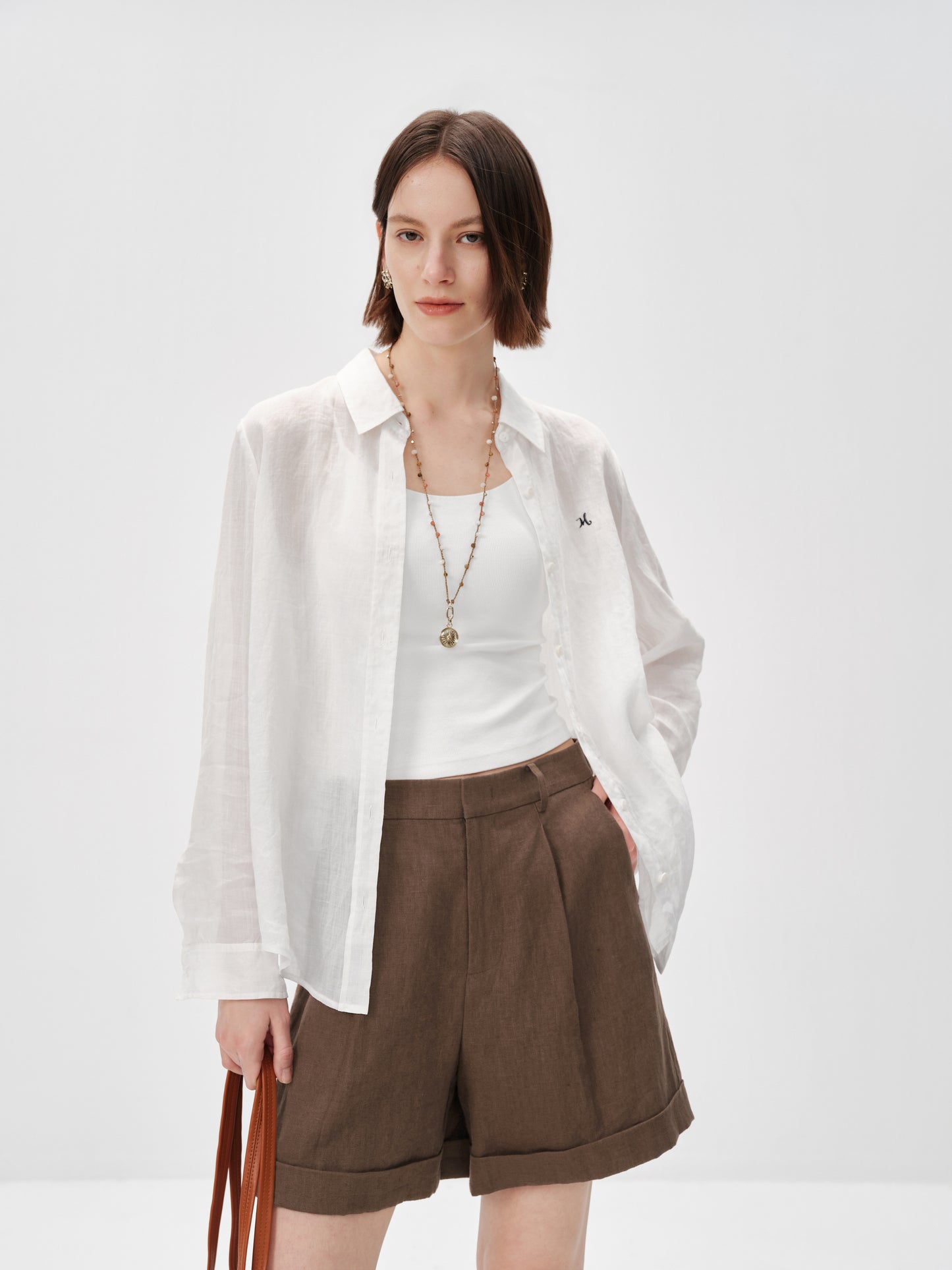 Classic Ramie Button-Down Shirt