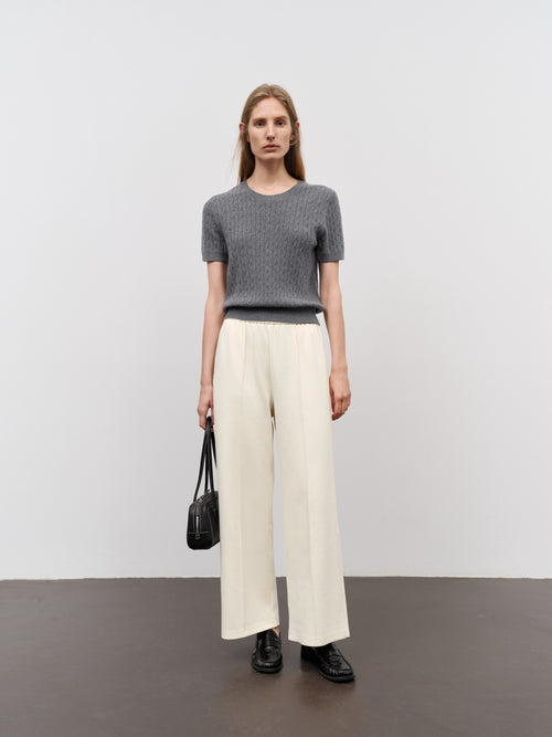 Load image 1 in gallery view. Crew Neck Short Sleeve Knit Sweater