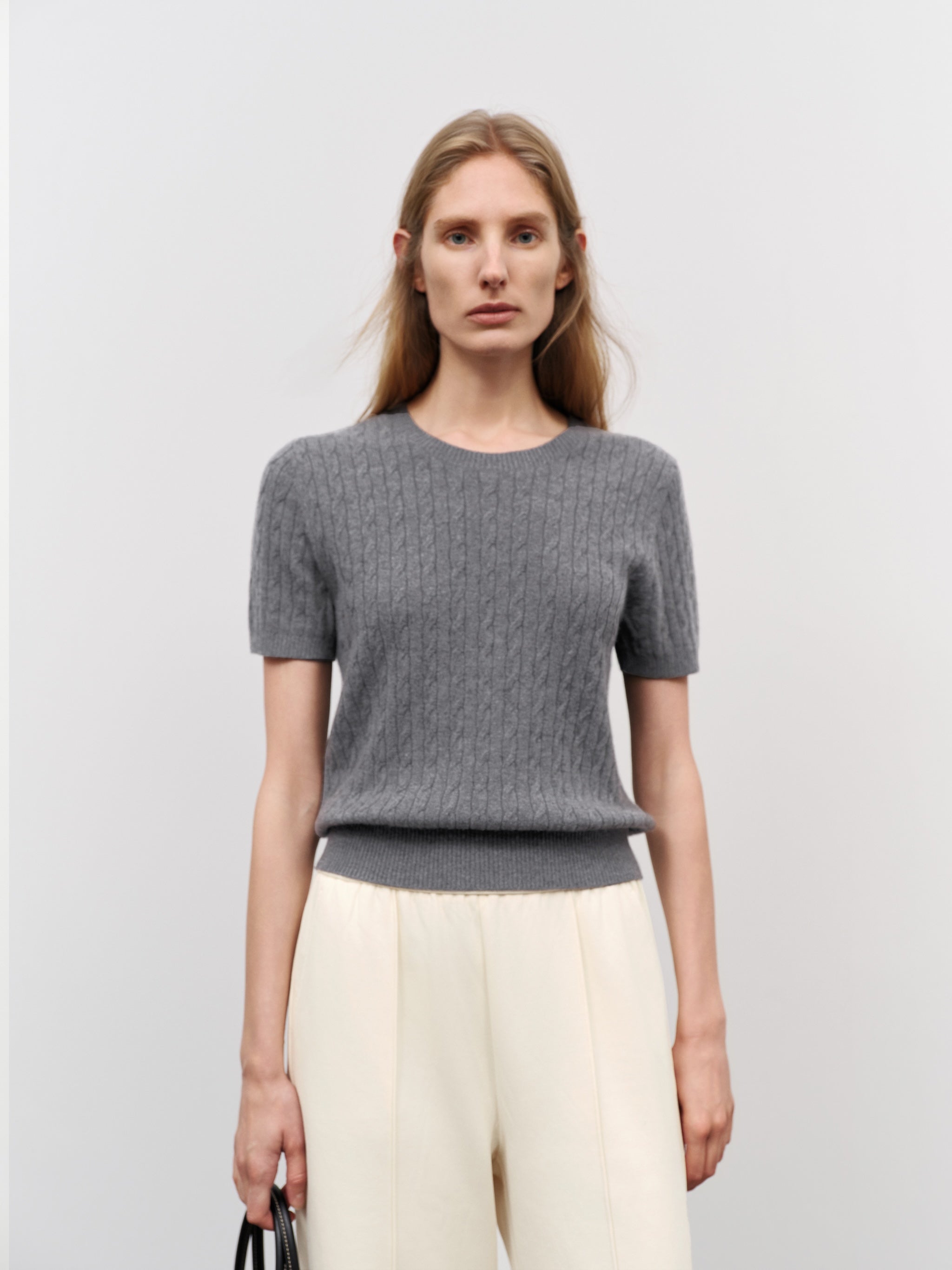 Crew Neck Short Sleeve Knit Sweater