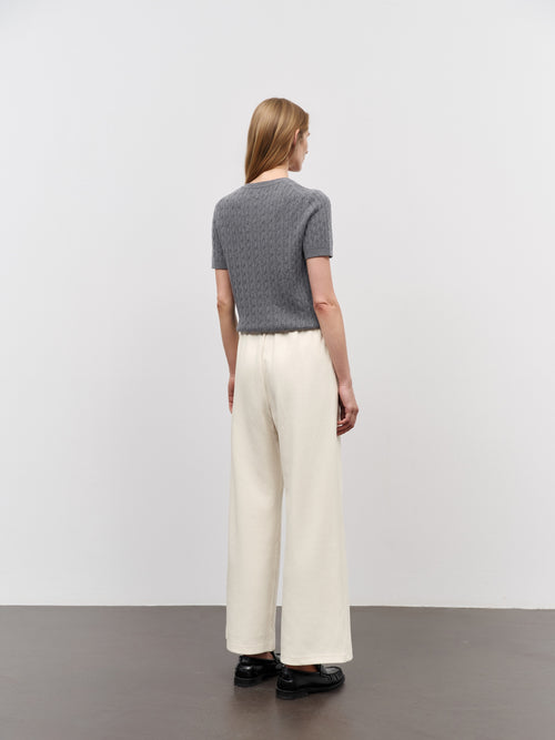 Load image 1 in gallery view. Crew Neck Short Sleeve Knit Sweater