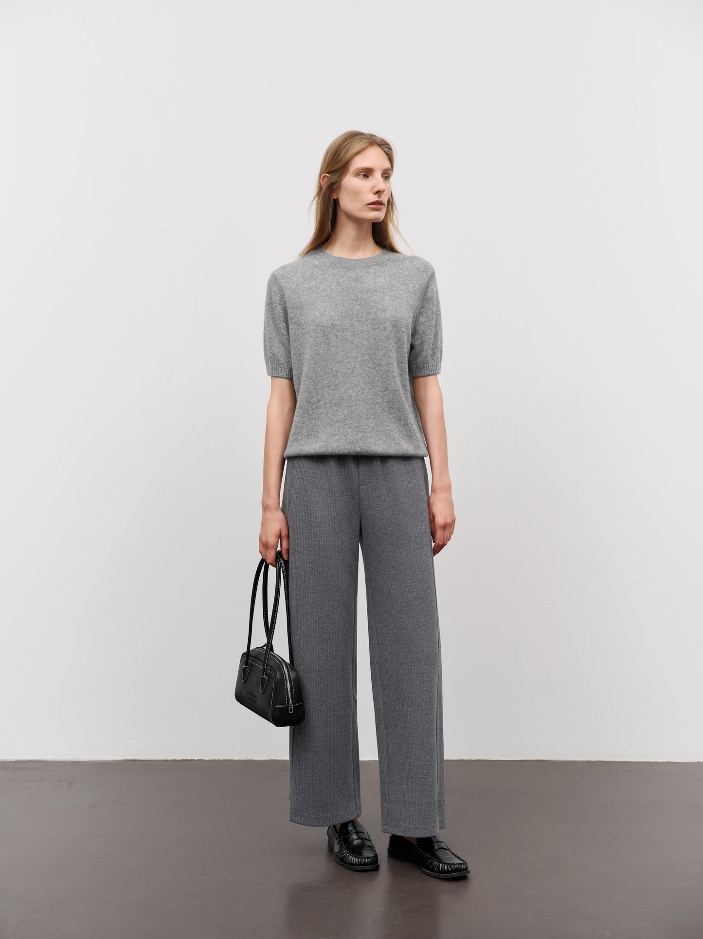 Crew Neck Short Sleeve Knit Sweater
