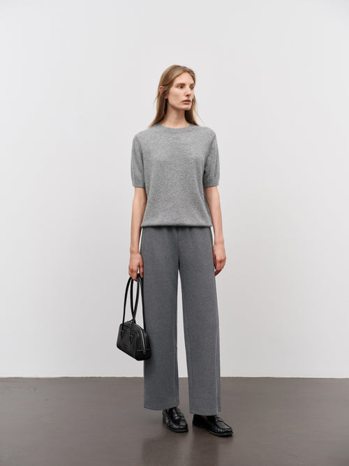 Load image 1 in gallery view. Crew Neck Short Sleeve Knit Sweater