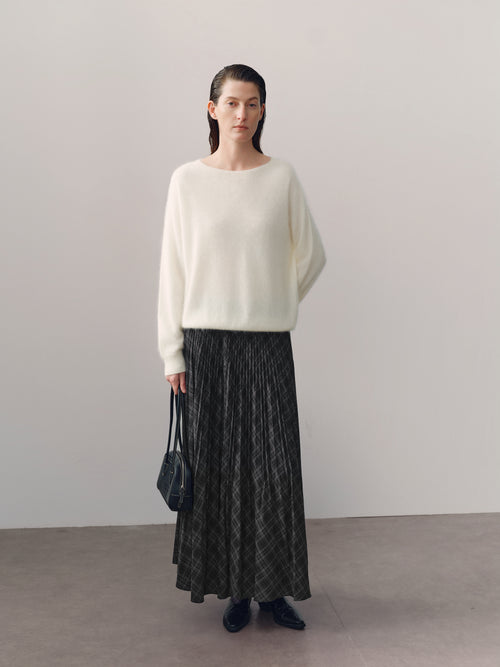 Charger l'image 1 dans la galerie. Plaid Pleated Midi Skirt