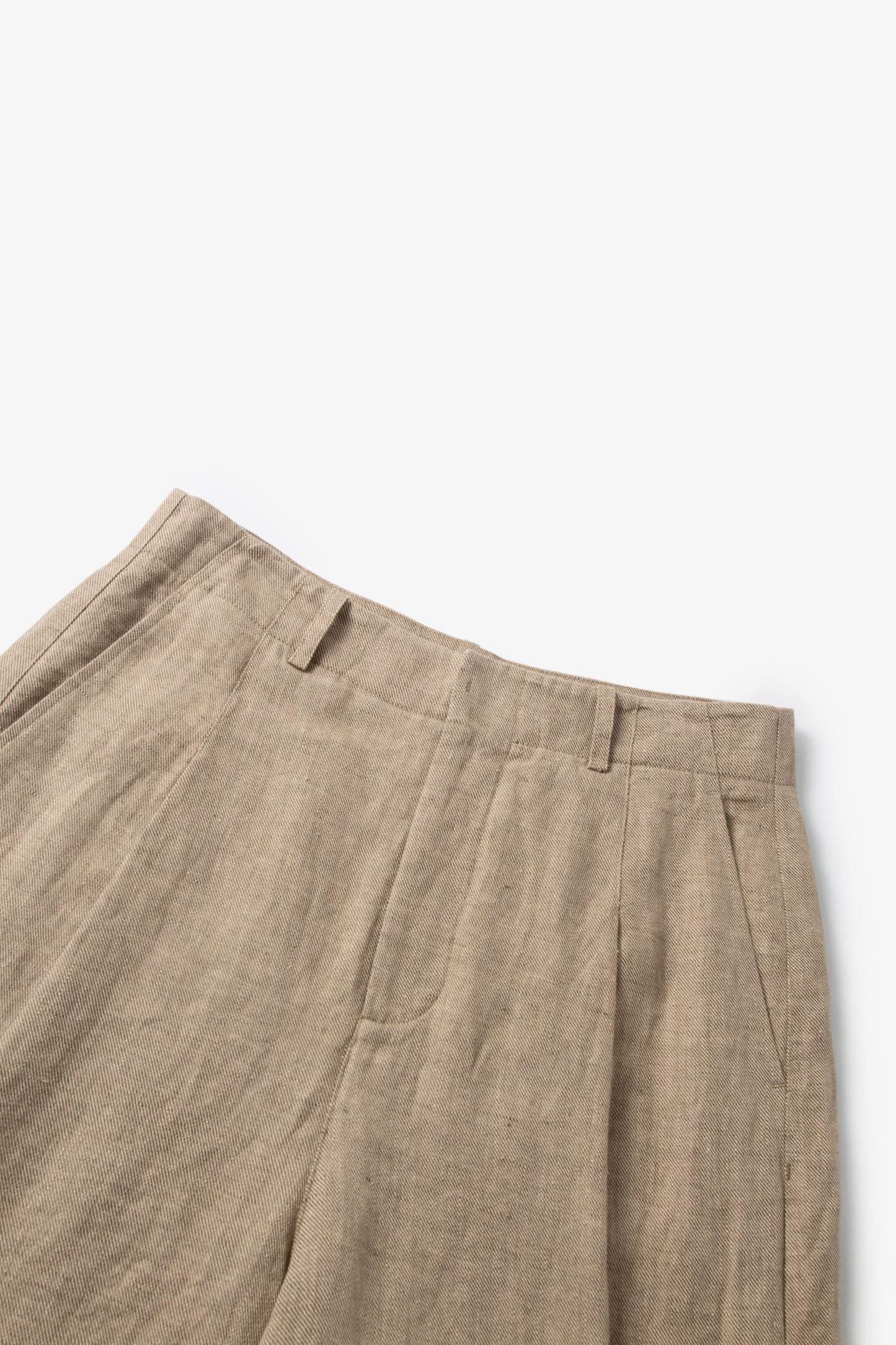 Pleated Wide-Leg Linen Trousers