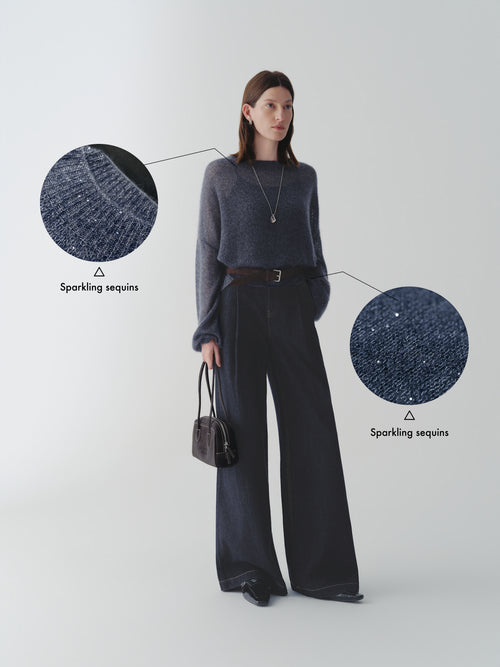 Load image 1 in gallery view. Cashmere-Silk Relaxed Pullover Sweater