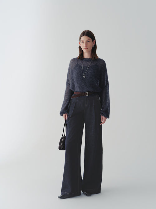 Load image 1 in gallery view. Cashmere-Silk Relaxed Pullover Sweater