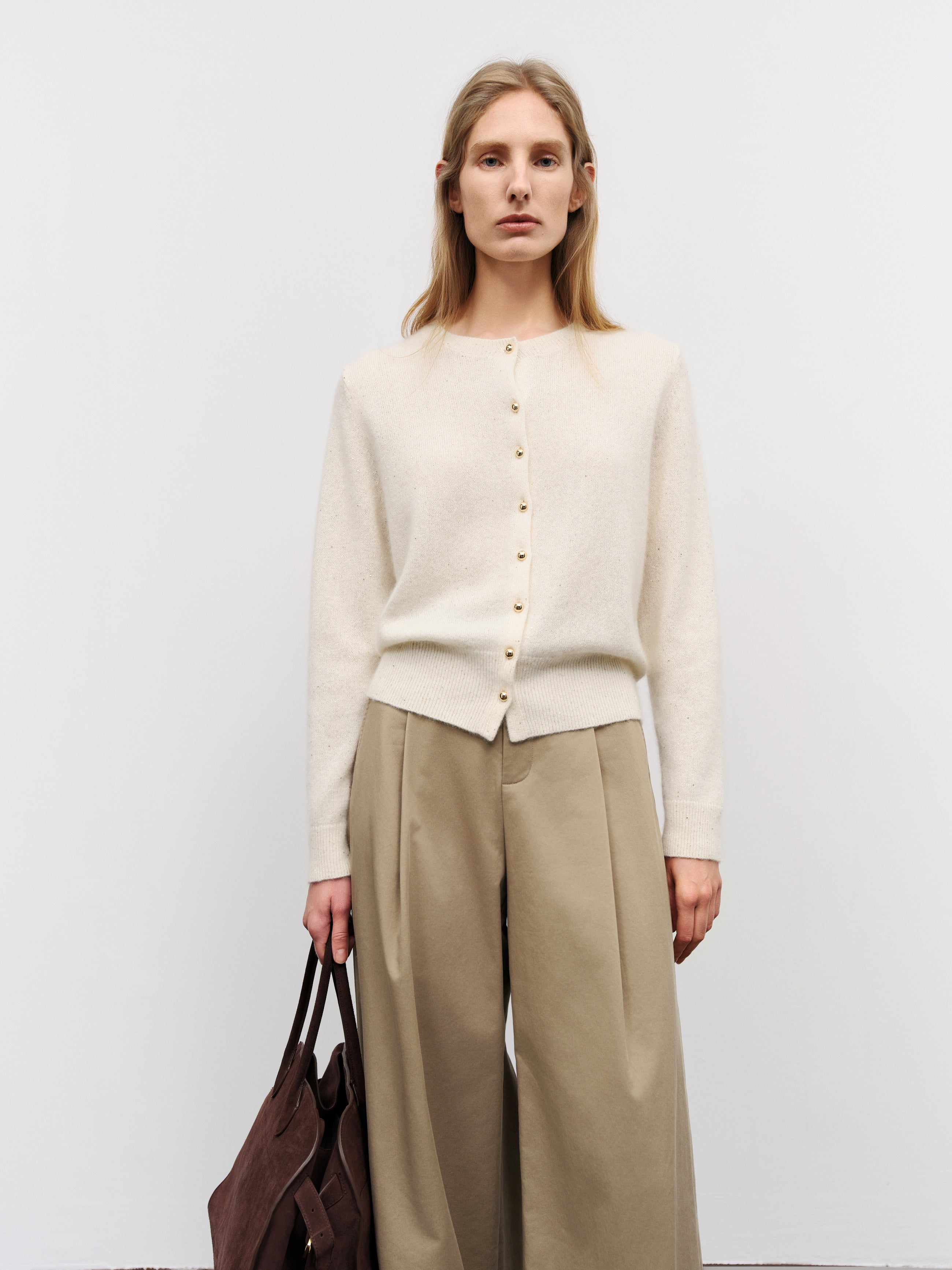 Sequin Cashmere-Silk Knit Cardigan