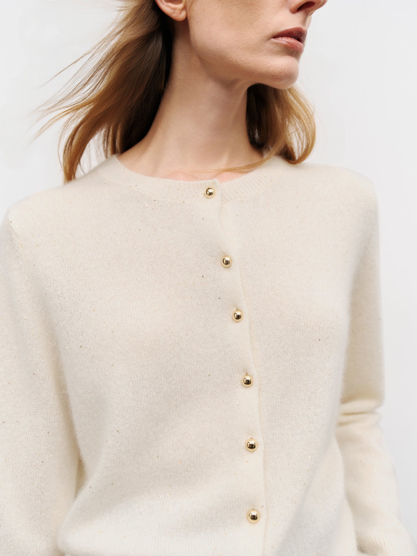 Sequin Cashmere-Silk Knit Cardigan
