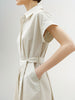 Beige belted dress