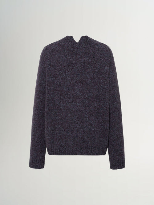 Load image 1 in gallery view. Deep Navy Crewneck Silk-Cashmere Sweater