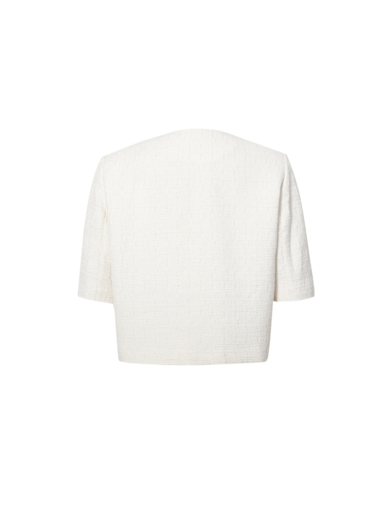 Women's Beige V Neck Short Sleeves Summer Short Jacket