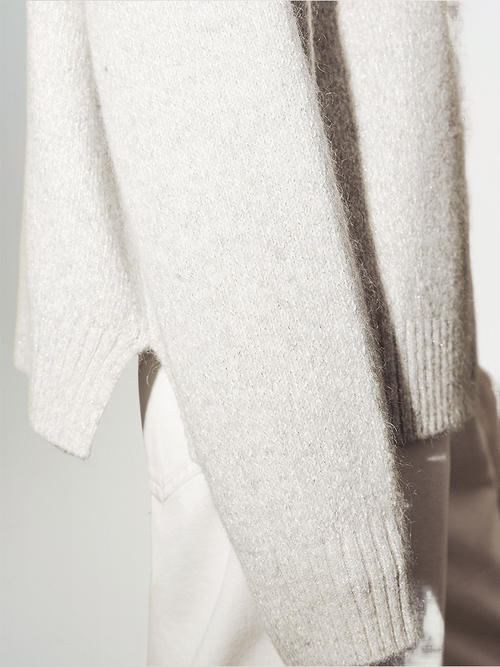 Carica immagine 1 in visualizzazione galleria. Women's Gray V Neck Drop Shoulder Knit Cardigan