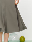 Women's Gray Flounce Fit Middle Length Skirt