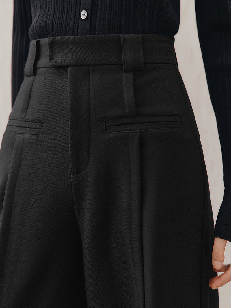 Women's Black Wide Leg Stable Fit Trousers