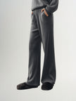 Women's Dark Gray Loose Fit Winter Knitted Pants 5DA153411Q