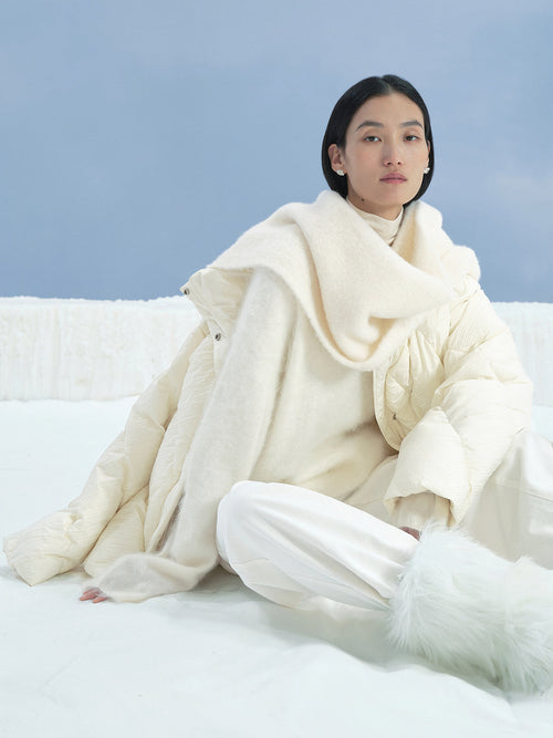 Carica immagine 1 in visualizzazione galleria. Women's Off White Alpaca Wool Scarf