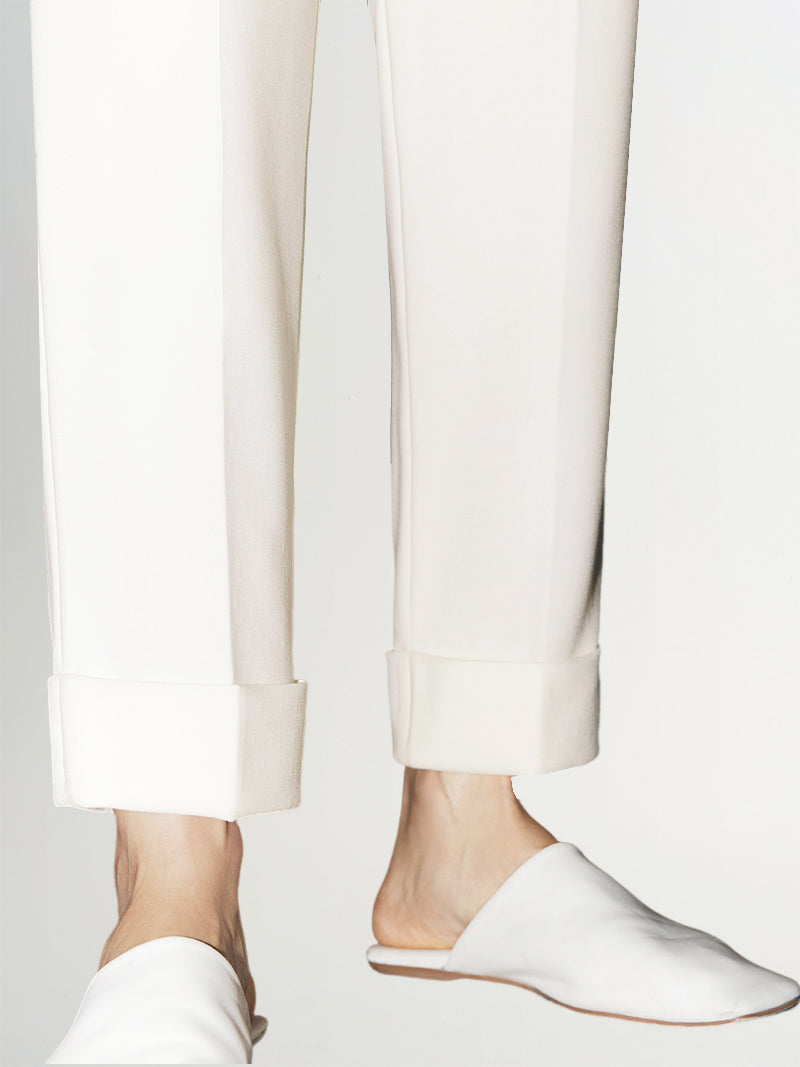 Women's White Small Leg Fit Spring Trousers