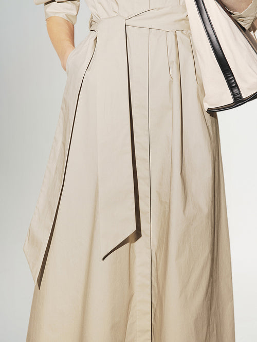 Load image 1 in gallery view. Beige cotton round neck dress