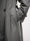 Manteau d'hiver gris fumé à col, double boutonnage