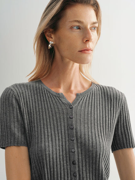 T-shirt gris tricoté