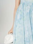 Blue slip dress with sky pattern in 100% cotton