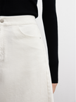 Women's White High Waist Straight Fit Cotton Middle Length Skirt