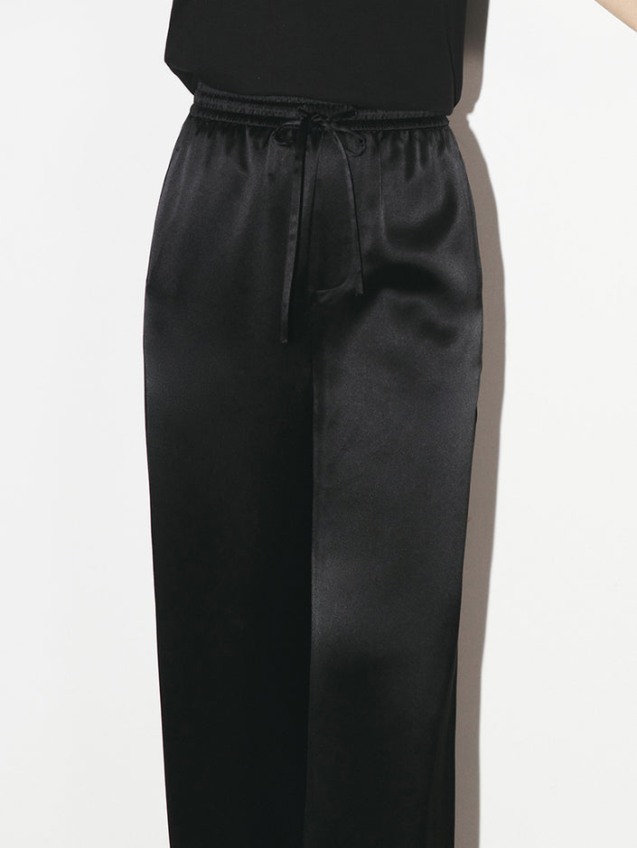 Black satin style pants