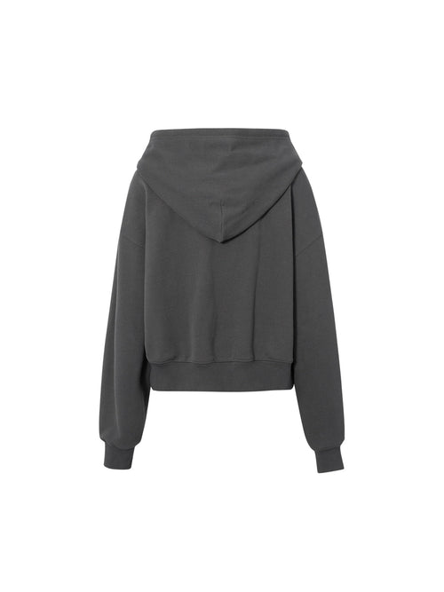 Carica immagine 1 in visualizzazione galleria. Veste grise à capuche grise zippée