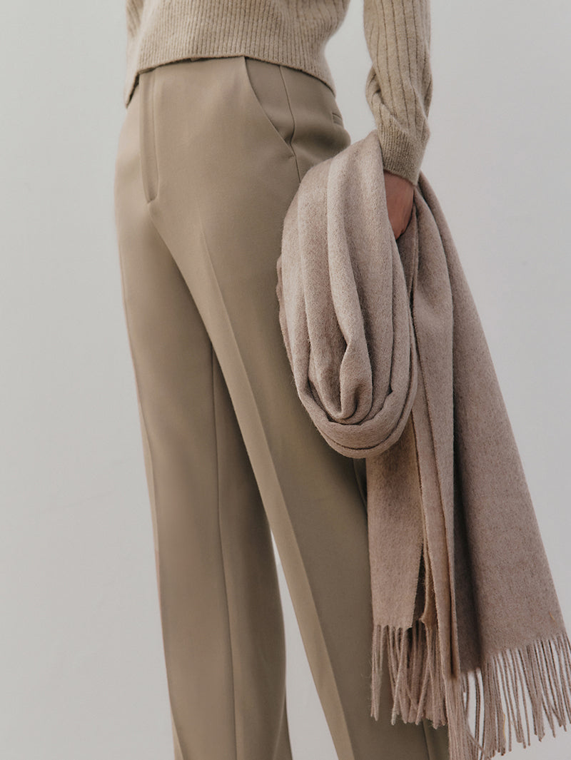 Women's Brown Straight Fit Slit Trousers