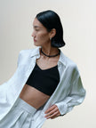 White long-sleeved shirt, 100% silk