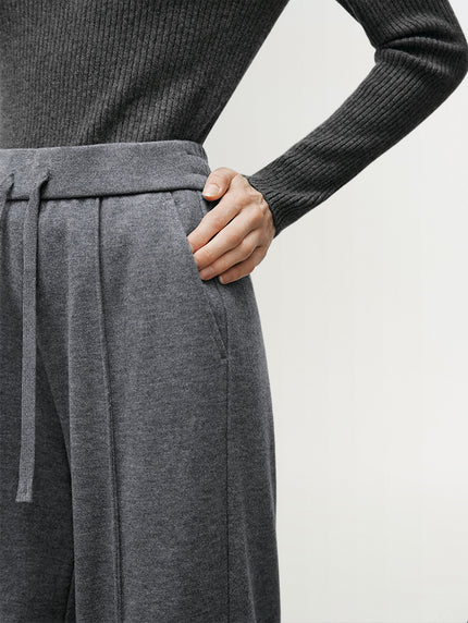 Pantalon droit à jambes larges gris foncé