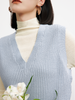 Women's Sky Blue V Neck Rib Pattern Knit Vest Sweater