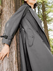 Grey cotton trench coat, double-breasted