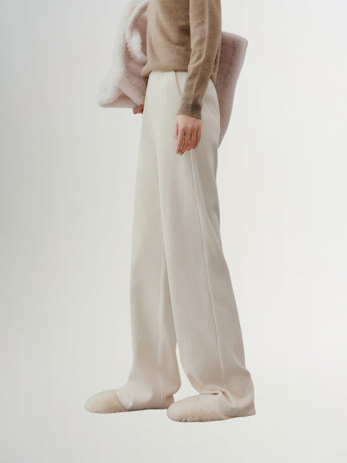 Load image 1 in gallery view. Women's Ligeht Beige Straight Fit Comfy Pants