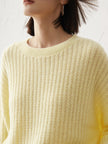 Women's Light Yellow Long Sleeve Wool Pullover Sweater