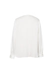 Women's Pure White V Neck Long Sleeves Silk Shirt 5F2120171