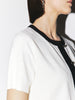 Women's White and Black Round Neck Short Sleeves Knit Top