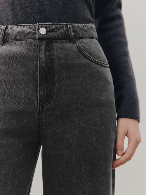 Load image 1 in gallery view. Women's Gray Wide Leg Jeans Pants