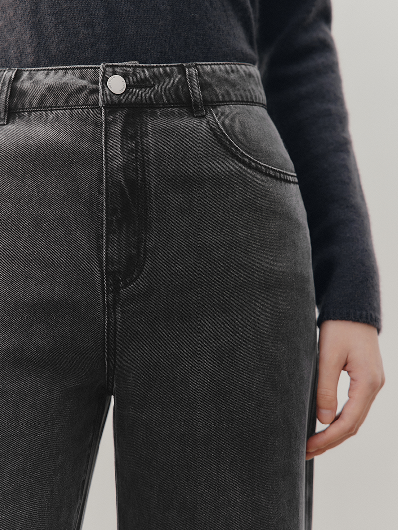 Women's Gray Wide Leg Jeans Pants