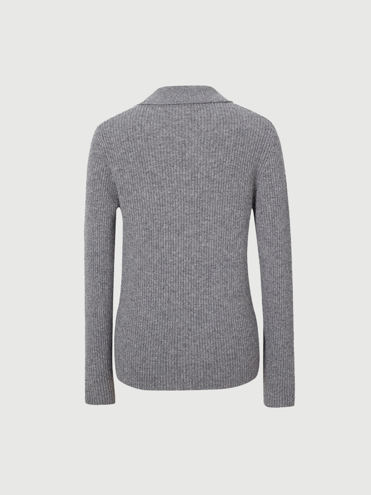 Dark gray cashmere sweater with a V-neck polo neck
