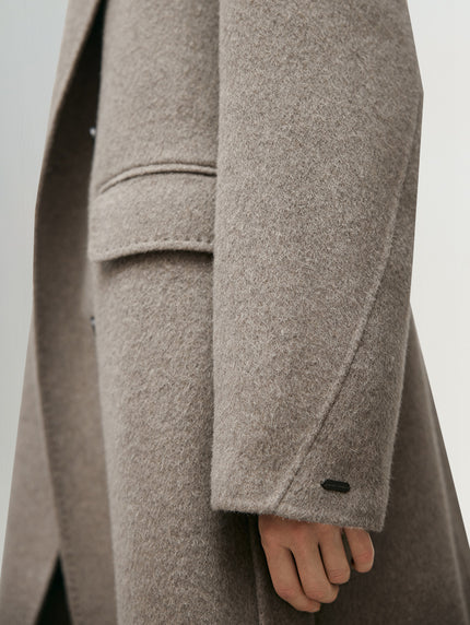 Grey sheepskin and alpaca wool coat