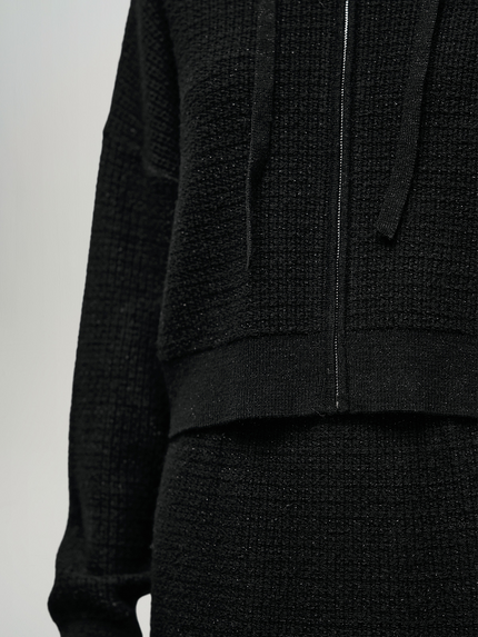 Black wool hooded jacket