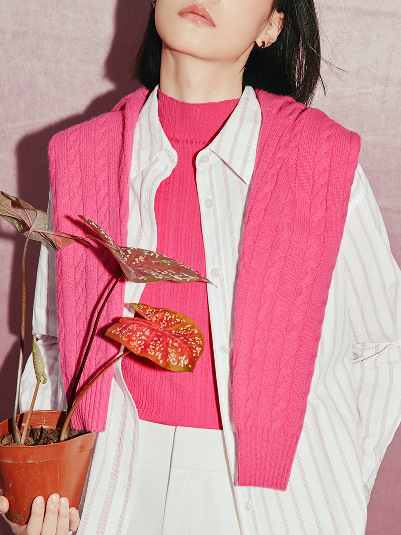 Women's Pink Stripe 100% Cotton Long Sleeve Shirt