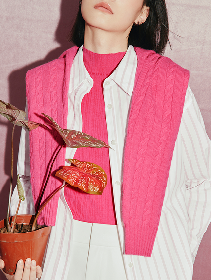 Women's Pink Stripe 100% Cotton Long Sleeve Shirt