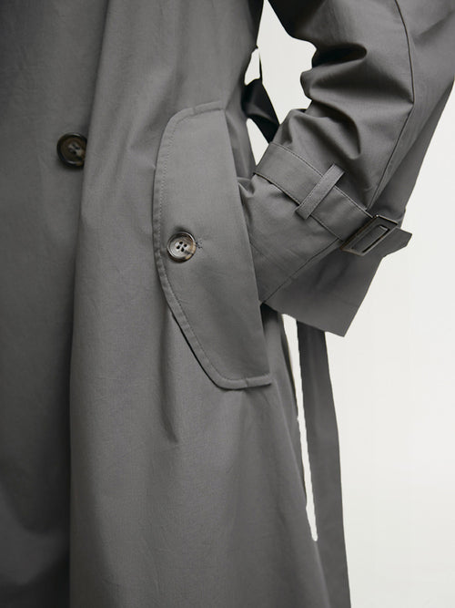 Load image 1 in gallery view. Smoke gray winter coat with collar, double breasted