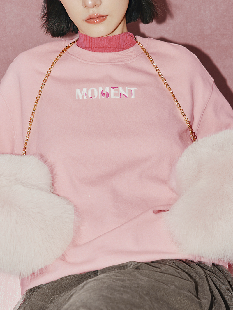 Women's Rose Pink Long Sleeve Knit Sweatershirt