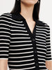Striped button-down polo shirt