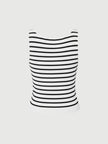 Women's Noir Round Neck Stripe Knitted Vest