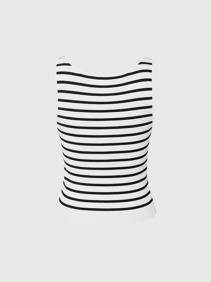 Women's Noir Round Neck Stripe Knitted Vest